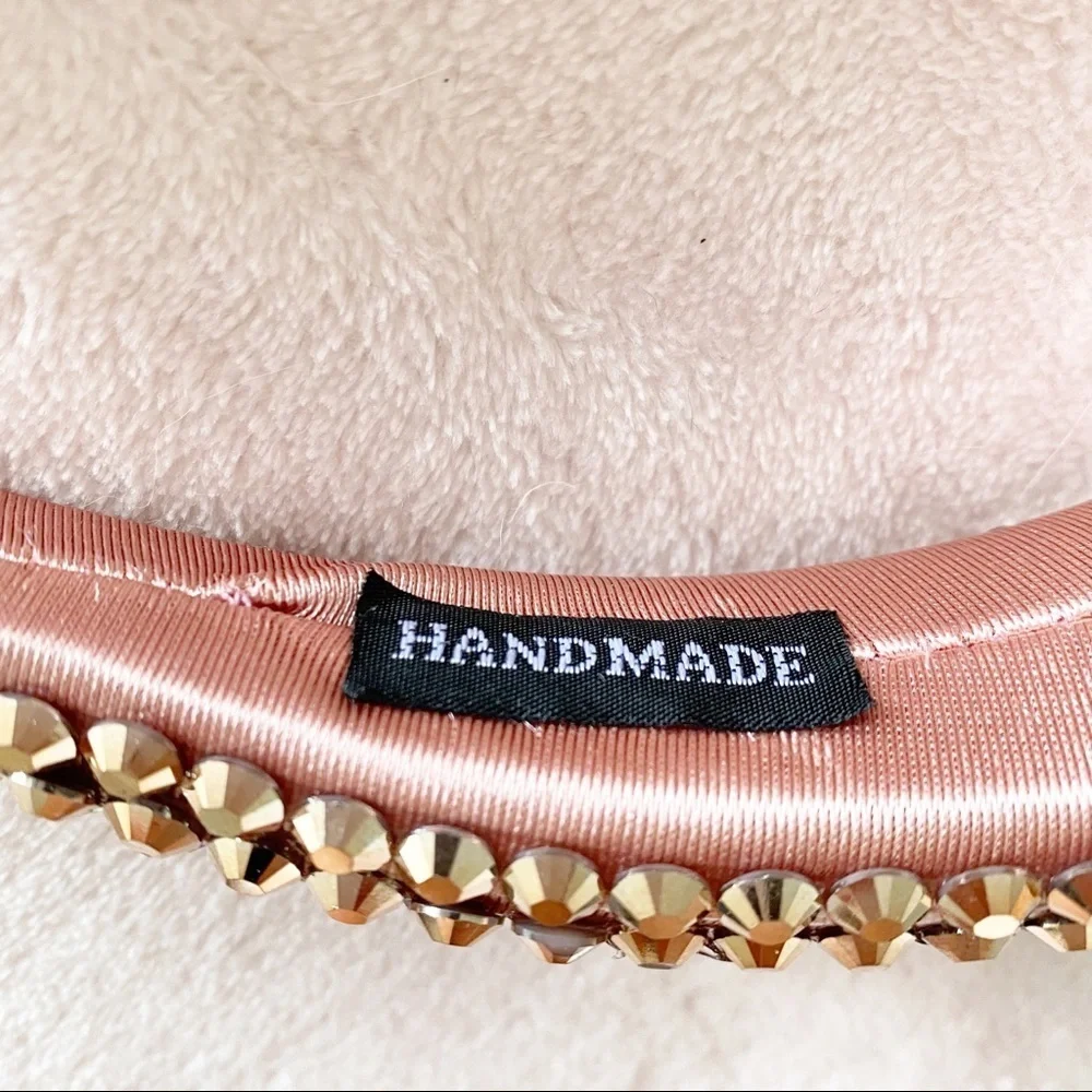 NWOT Rose Gold Headband Pink Sparkly Jeweled Padded Spring Wedding